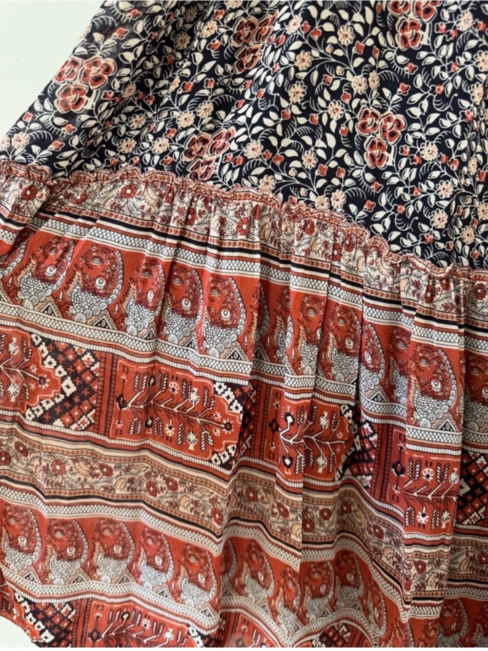 Ulla Johnson Navy and Rust Bohemian Midi Dress - Picture 6 of 7
